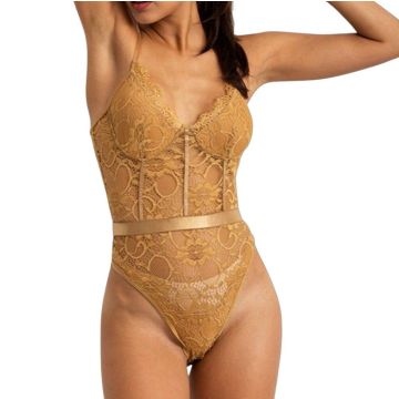 ELLIE See through παρτό κορμάκι από κεντητή floral δαντέλα και κορσέ στυλ στο πάνω μέρος