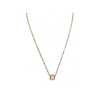 Γυναικείο κολιέ 20cm σε Ροζ Χρυσό χρώμα από Ανοξείδωτο ατσάλι με διακοσμητικό Καρούλι με διαμαντάκια