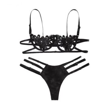 MOLLY Διάφανο φλοράλ σετ εσωρούχων, με δαντελα, στραπς και σατέν υφή