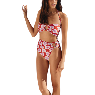 BLOOM RING Μπικίνι 3 τεμαχίων με ψηλόμεσο κάτω μέρος, ανοίγματα και ασορτί κιμονό