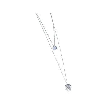 Διπλό Ασημί κολιέ, Layering κολιέ με 2 επίπεδα από ανοξείδωτο ατσάλι