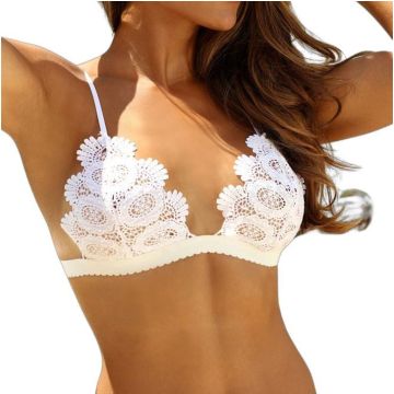 AZARIA Floral μπραλέτ με κεντητή πλεκτή δαντέλα σε τριγωνικό σχήμα και λάστιχο κάτω από το μπούστο