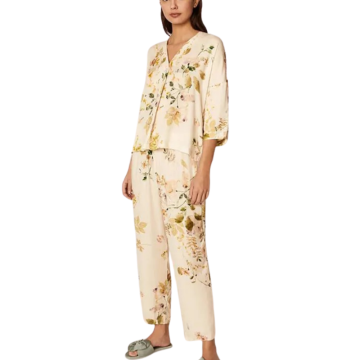 LILAC Σετ Πυτζάμας απο Βισκόζη με πουκάμισο & λουλουδάτες λεπτομέρειες