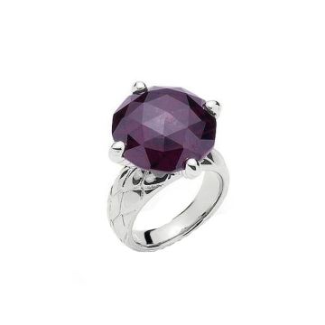 Just Cavalli SC2207010 Γυναικείο Κόσμημα Δαχτυλίδι, Από Ανοξείδωτο Ατσάλι, Με Μωβ Πέτρα Και Ασημένια Λεπτομέρεια, Της Σειράς Boule