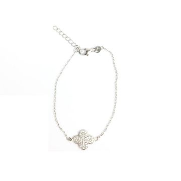 Χειροποίητο Γυναικείο Κόσμημα Βραχιόλι από Ασήμι 925 με σχέδιο ασημί σταυρό μήκους 19 cm - Aria Trade