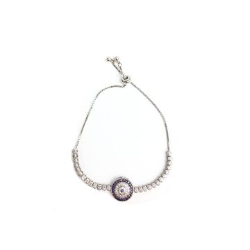 Χειροποίητο Γυναικείο Κόσμημα Βραχιόλι από Ασήμι 925 και Ζιργκόν σε μωβ ασημί χρώμα