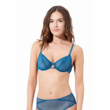 LEONIE Διάφανο σουτιέν με μπανέλα και μεταλλικές λεπτομέρειες