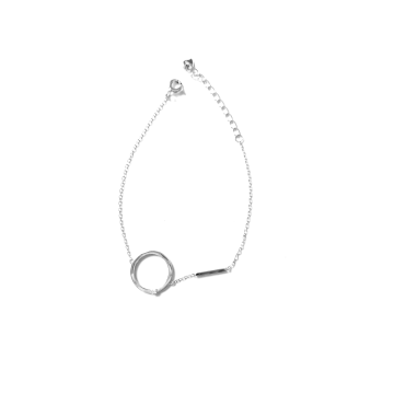 Γυναικείο βραχιόλι αλυσίδα με κύκλο και ζιργκόν, ασήμι 925
