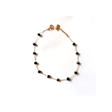 Γυναικείο βραχιόλι αλυσίδα με μαύρες πέτρες σε rose Gold, ασήμι 925