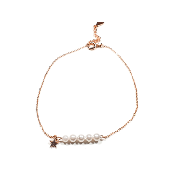 Γυναικείο βραχιόλι αλυσίδα με πέρλες και αστέρι, ασήμι 925