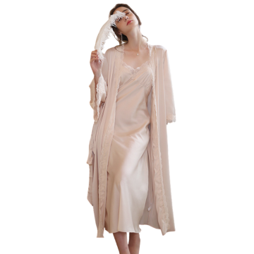 CINNAMON Μακρυμάνικη ρόμπα σατέν υφής