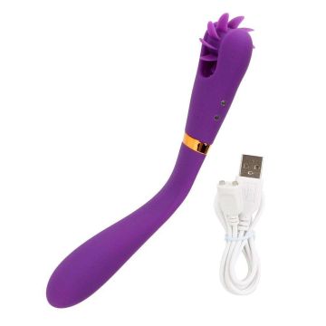 EVIL SPIRIT Διπλός Δονητής με περιστρεφόμενες γλώσσες, κλειτοριδικός και σημείου G