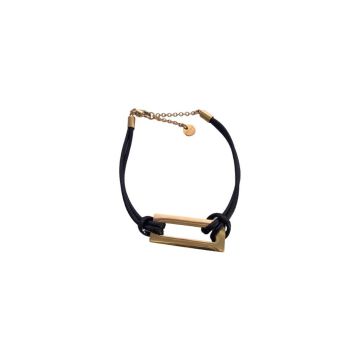 Esprit Γυναικείο Κόσμημα με μαύρο δερμάτινο κορδόνι και ατσάλινη λεπτομέρεια σε χρυσό, ESGW0032 - Esprit