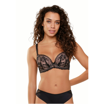 JANET Σουτιέν με μπανέλα, δαντέλα και μπέζ βάση