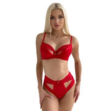 JASMINE Σετ εσωρούχων με λεπτομέρεια δαντέλας, ανοίγματα και ψηλόμεσο σλιπ