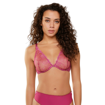 MARRY Διάφανο σουτιέν με φλοράλ δαντέλα και μπανέλα