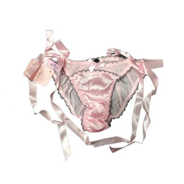 LILI Διάφανο απαλό σατέν υφής βρακάκι από ελαστικό τούλι στο πίσω μέρος & φιόγκους στα πλάγια