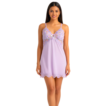 MUSE Babydoll με δαντέλα, φλοράλ λεπτομέρειες και ανοιχτή πλάτη