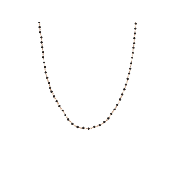 Γυναικείο μακρύ κολιέ τύπου ροζάριο με μαύρες πέτρες