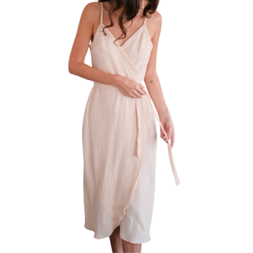 HARMONY Βαμβακερό Μιντί Κρουαζέ φόρεμα με ρυθμιζόμενες τιράντες που δένει στη μέση