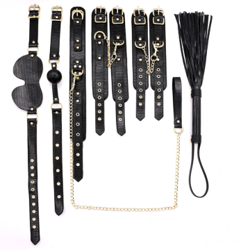 ONYX Σετ Ερωτικών Αξεσουάρ Φετίχ Δεσιμάτων 9 Τεμαχίων από δερματίνη με ανάγλυφες λεπτομέρειες