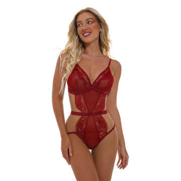 ZELDA Κορμάκι με δαντέλα, διαφάνειες κσι ανοιχτή πλάτη